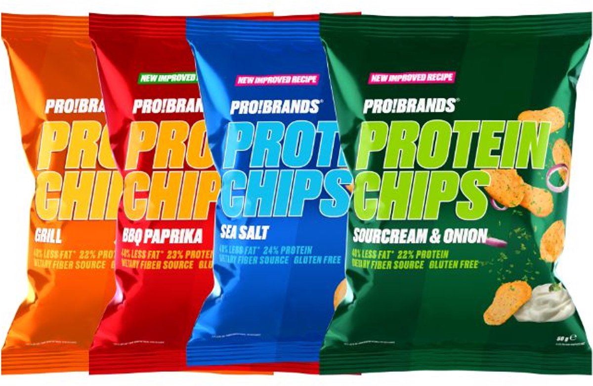 Goedkoopste Pro!Brands | Mix Protein Chips | Voordeelpakket | 4 x 50 gram