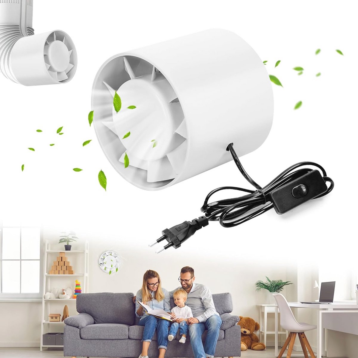 Kanaalventilator 100mm - Stille Badkamer- en Keukenventilator met Eenvoudige Installatie