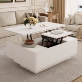 Yaheetech In hoogte verstelbare salontafel, koffietafel, koffietafel met opbergvak, bijzettafel van hout, theetafel voor woonkamer, balkon, hal, zwart, 98 x 50 x 55 cm