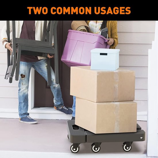 Opvouwbare steekwagen - 6 wielen - 225 kg capaciteit - zwart van Merkloos — afbeelding 3