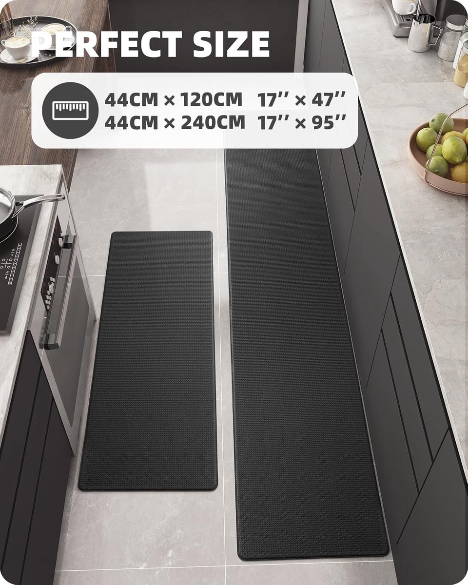farsky 2 stuks keukentapijt, wasbaar, antislip, geweven keukenloper, absorberend, vloerkleed voor keuken, gemakkelijk te reinigen, keukenmat voor eetkamer, bijkeuken, 45 x 70 cm 45 x 120 cm (grijs