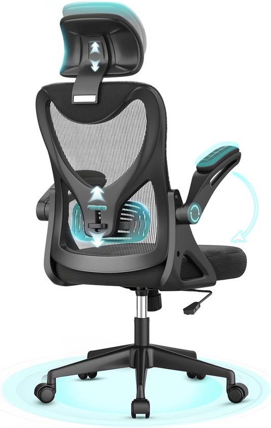 Ergonomische bureaustoel met hoge rug en verstelbare