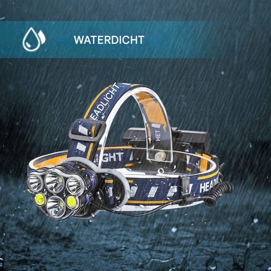 Superheldere koplamp - Oplaadbare LED-zaklamp - LED-koplamp met 6 LED's - 12000LM - 8 verlichtingsmodi - Met USB-kabel — afbeelding 4