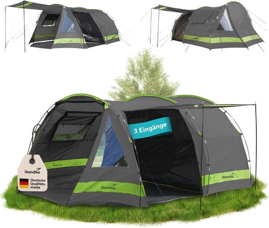 Grote Tunneltent voor 4-8 Personen met Donkere Slaapcabine - Waterdicht en Ruime Familietent