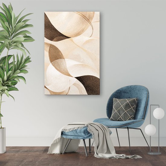 Lignes abstraites et formes ondulées - Peinture vague - Forme sur toile - Japandi - Décoration d'intérieur - Œuvre d'art - toile 50x70 cm