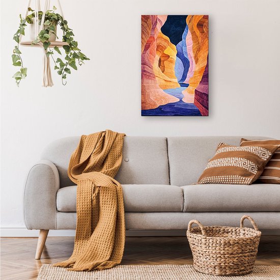 Canyon surréaliste coloré - Peinture Canyon sur toile - Décoration murale toile nature - Surréaliste - Objet d'art - Décoration chambre - toile 60x90 cm