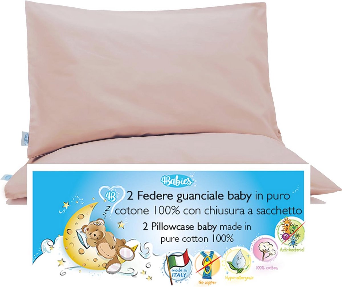 Kussenslopen voor kinderen 50 x 30 cm - Set van 2 - 100% katoen - Oeko-TEX gecertificeerd - Roze
