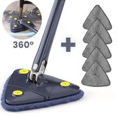 Balai de nettoyage Dutchers® 360° à long manche - 5 tampons inclus - Balai de sol avec réservoir - Système de balai pour utilisation Droog et humide - Balai - Balai - Nettoyage - Balai idéal pour Sols, murs, plafonds et Fenêtres