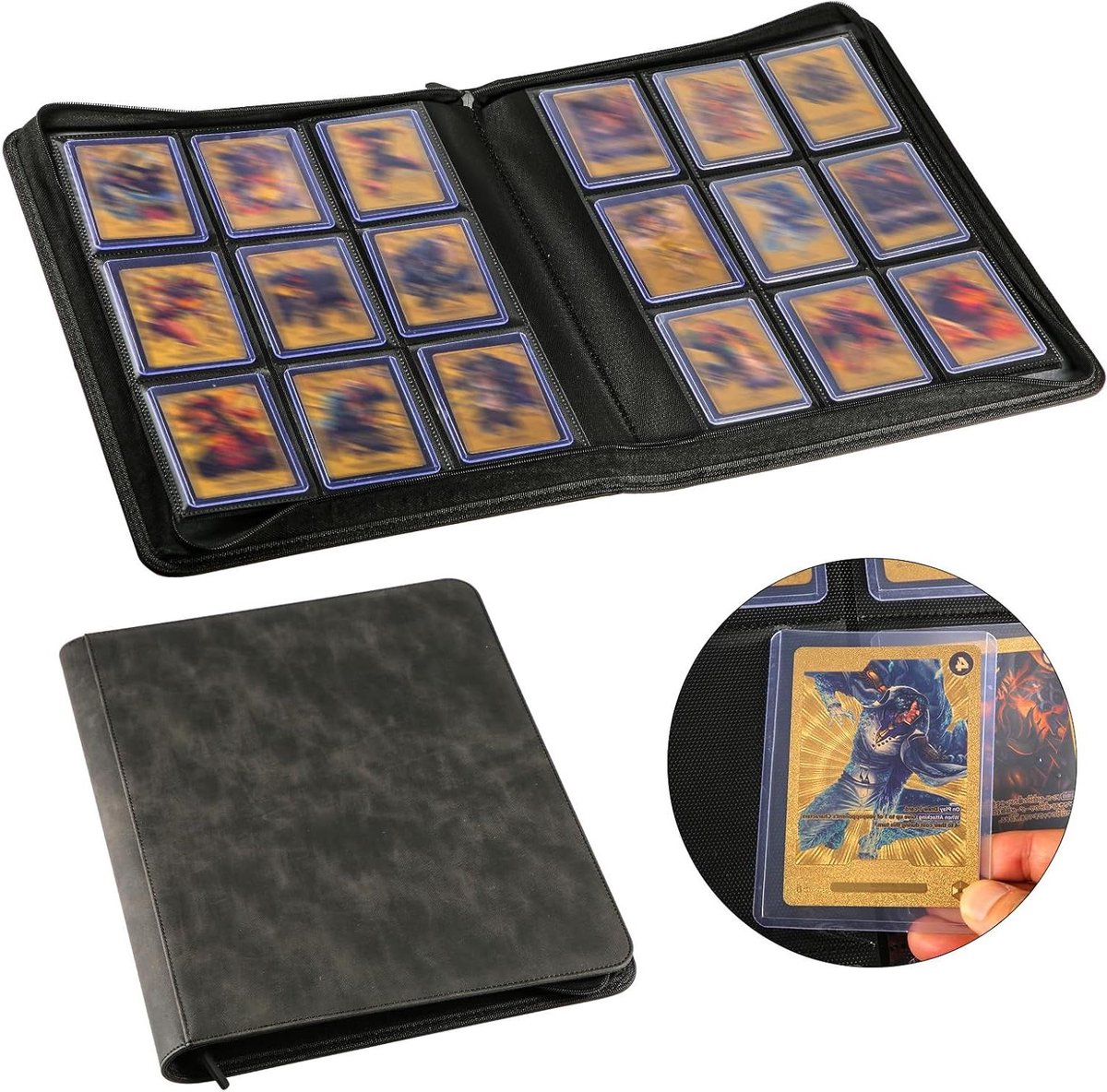 Binder voor Toploaders Kaartencollectie 9 Zakken met 252 Kaarten Trading Card Binder Map voor Trading Cards TCG Binder