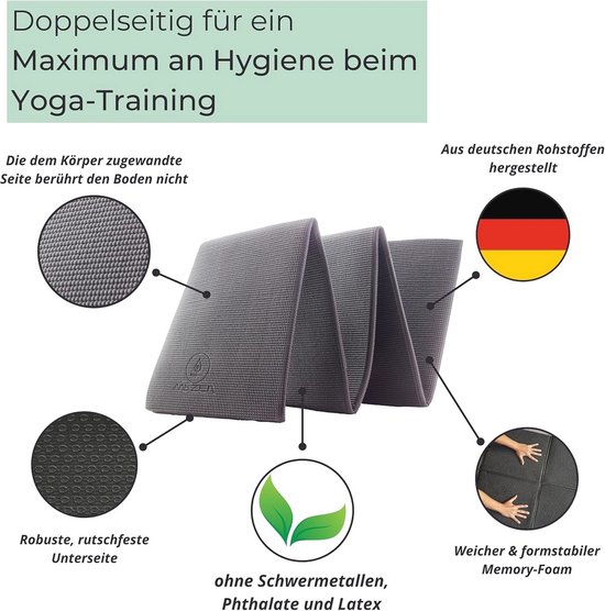 Antislip Yogamat 8 mm - Extra Dikke Mat voor Yoga, Pilates en Meditatie met Draagtas - Opvouwbare Sportmat voor Comfortabele Oefeningen — afbeelding 2