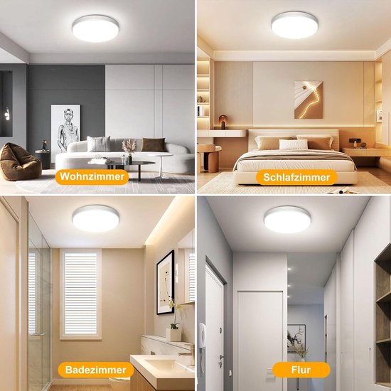 MOONSEA LED Plafondlamp Dimbaar, 36W Plafondlamp met Afstandsbediening, 3000K-6500K LED Plafondpaneel Ronde voor slaapkamer, Kinderkamer, keuken, eetkamer, Zwart, 40 cm