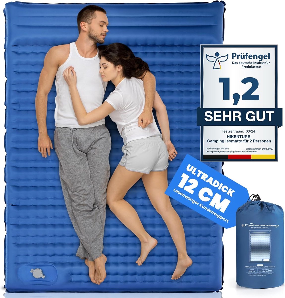 Zelfopblazende Campingmat voor 2 Personen - Ultralichte Luchtmatras met Voetpomp - Perfect voor Kamperen en Wandelen