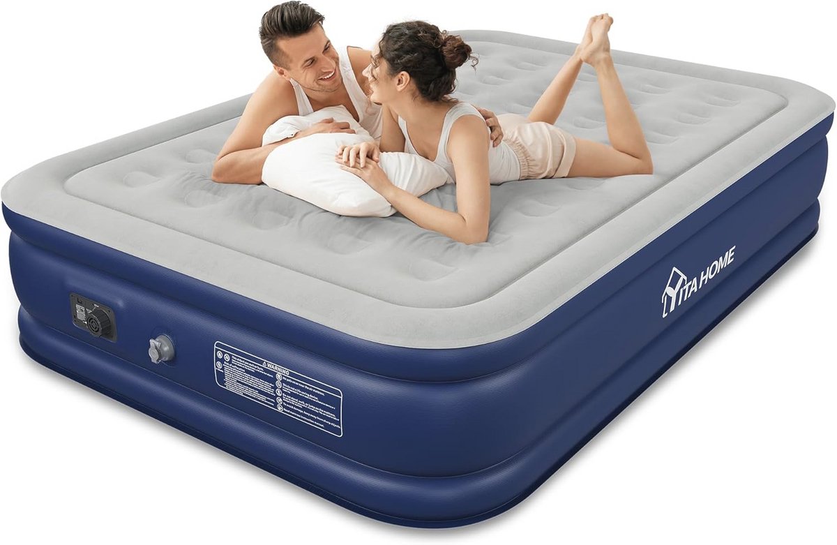 Zelfopblazend luchtbed voor 2 personen, comfortabel opblaasbaar matras met elektrische pomp - ideaal voor kamperen en logeerkamer