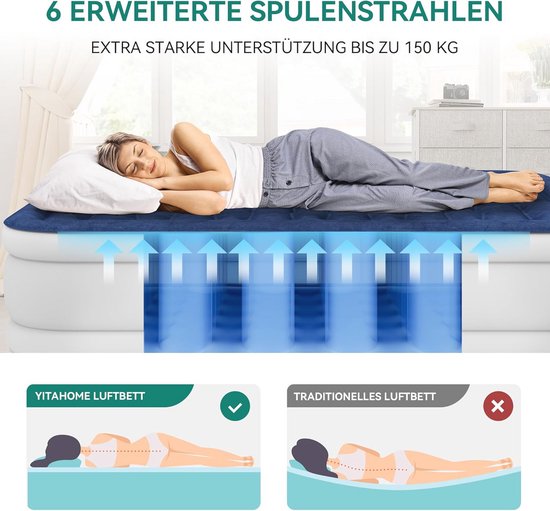 Opblaasbaar Luchtbed met Elektrische Pomp - Zelfopblazend, Comfortabel & Compact - Perfect voor Camping & Logeerpartijen van Lunvon — afbeelding 5
