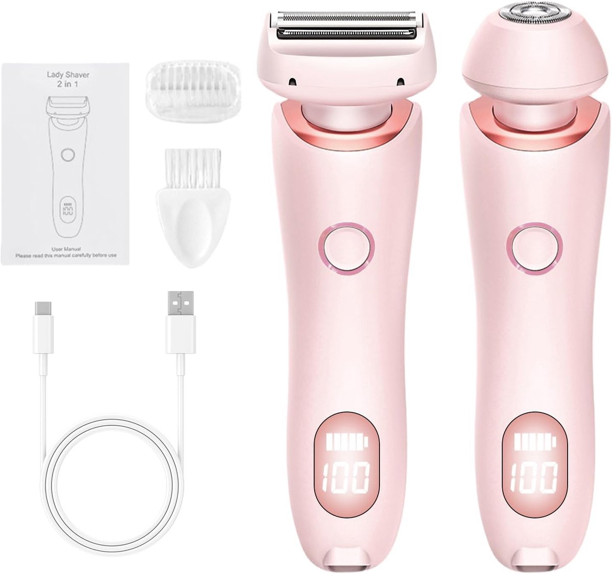 Waterdicht 2-in-1 Elektrisch Scheerapparaat voor Dames - Voor Gezicht, Bikini, Benen en Oksels
