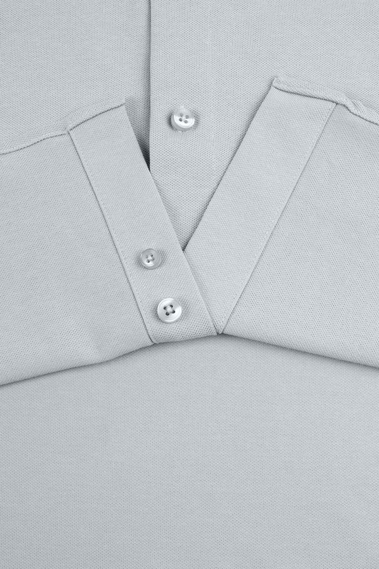 Vercate - Chemise sans repassage - Tricot japonais - Coton piqué - Gris clair - Slim Fit - Manches longues - Homme - Taille 43/XL