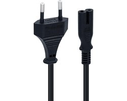 c7 kabel - 1,5 m zwarte stroomkabel - C7-draad Euro-stekker - C7 2-pins stroomkabel - stroomkabel 2 aderig - geschikt voor PS5 / PS4 / PS3 / Xbox Series X/S - zwart