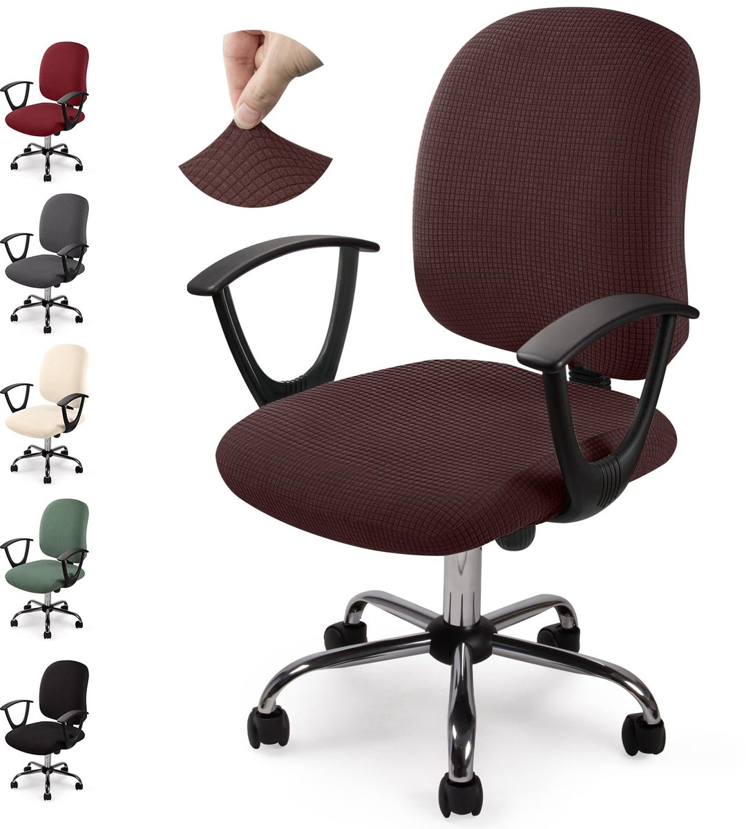 Ibenzoa® Bureaustoelhoezen met Jacquard Patroon - Elastisch, Wasbaar en Universeel voor Armleunstoelen