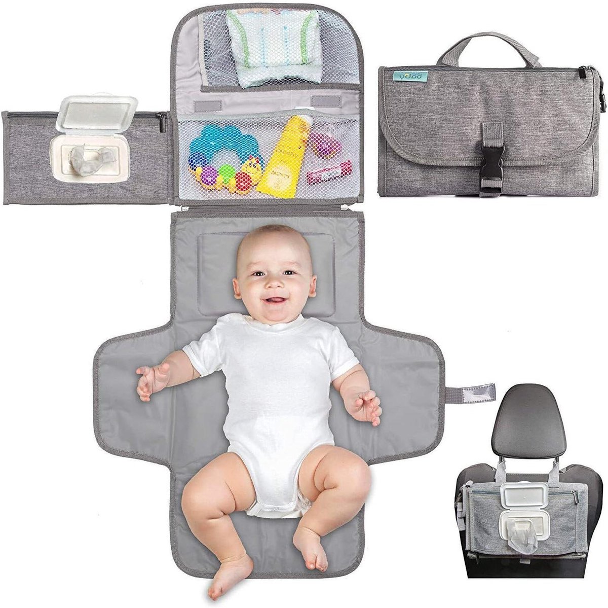 Baby Luier Veranderende Mat met Doekjes Pocket Waterbestendig - Ideaal voor Op Reis