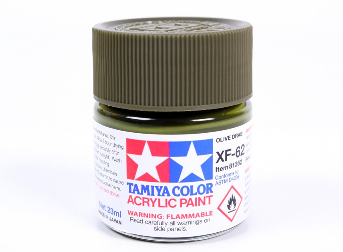 Tamiya Hobbyverf Acrylverf - XF-62 Brown Olive Drab - Matt - Acryl - 23ml Verf potje