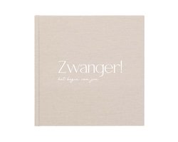 Zwangerschapsdagboek 'Zwanger!' - linnen omslag - 9 maanden zwangerschapsboek - mijn 9 maanden boek - zwangerschapsdagboek - cadeau zwangere vrouw - beige - zwangerschap - Writemoments