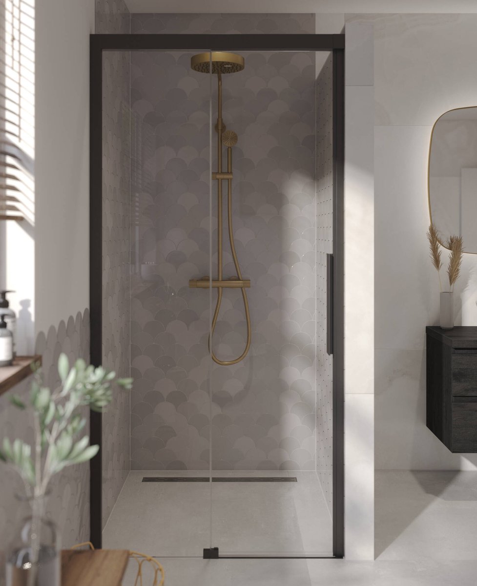Ben IMotion Douchedeur - Schuifdeur - Links - 120x206 cm - Antikalk - Mat Zwart - Veiligheidsglas