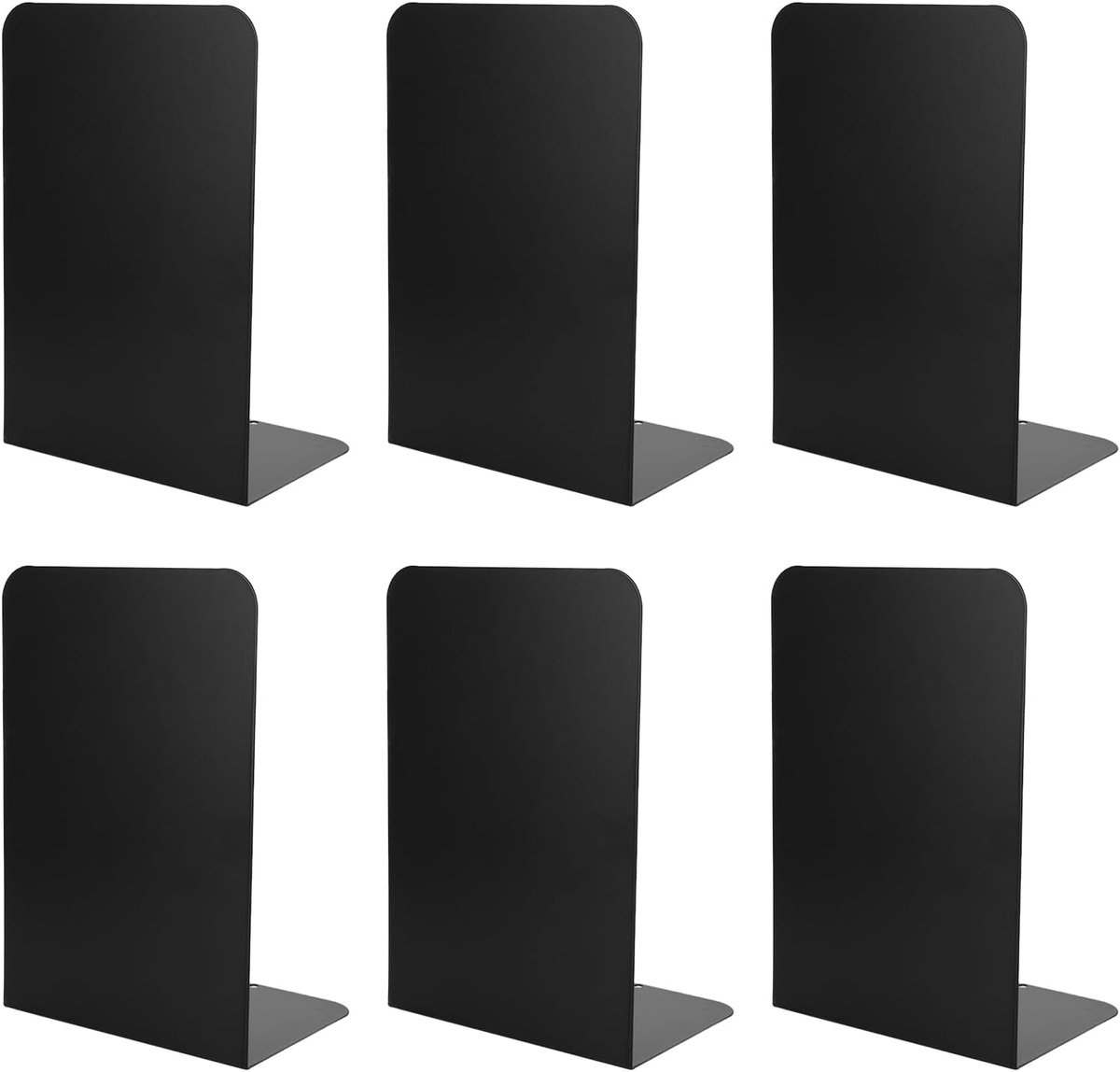Ibenzoa Robuuste Metalen Boekensteunen – Set van Zes voor Zware Boeken en Decoratieve Objecten zwart