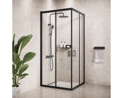 Badplaats Douchecabine Dakota 90 x 90 x 190 cm - Zwart - Douchewand met Schuifdeur