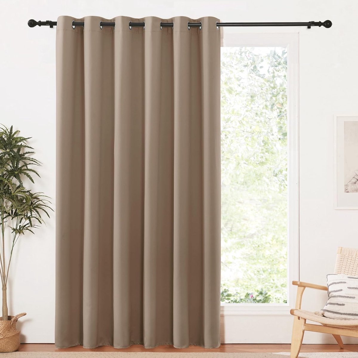 Ibenzoa Thermisch Geïsoleerde Verduisterende Gordijnen Cappuccino 210x200 cm met Ringen bruin