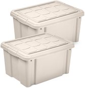 POSH 4x Aufbewahrungsbox mit Deckel, lebensmittelecht Kunststoffbox mit Rollen 15/30/50/60/80 Liter stapelbar für Haushalt, Verschlussclips, Organisation Vorratsbehälter 4er-Set (15L 4er-Set