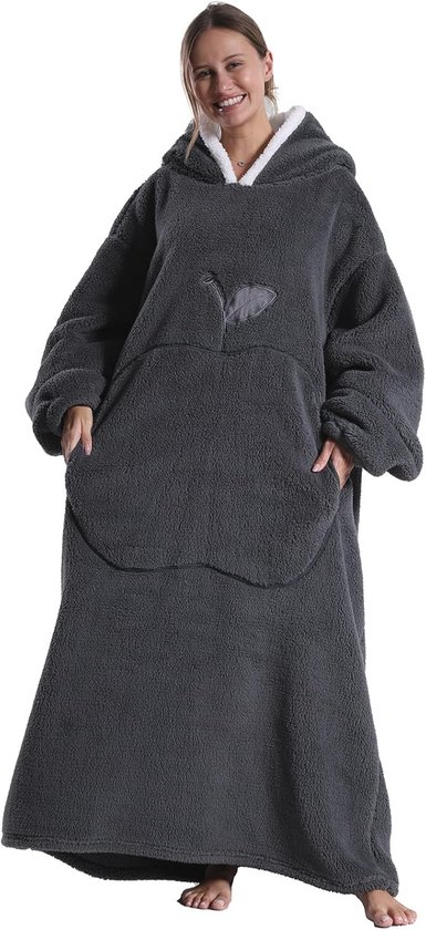 Kawoja Extra lange en grote hoodiedeken, draagbare deken met mouwen en