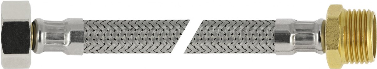Flexibele aansluitslang - rvs gevlochten - binnendraad x buitendraad - 1/2 - DN8 - lengte 35cm
