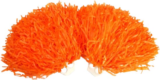 Oranje pompons - Oranje - Ringgreep - Koningsdag - Koningsdag accessoires - Pompoms - cheerleader - Koningsdag kleding - pompon - 2 Stuks