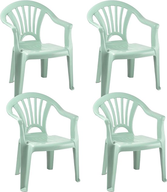 Chaise haute Trendoz - 4x - plastique - vert menthe - 35 x 28 x 50 cm - jardin/camping/chambre