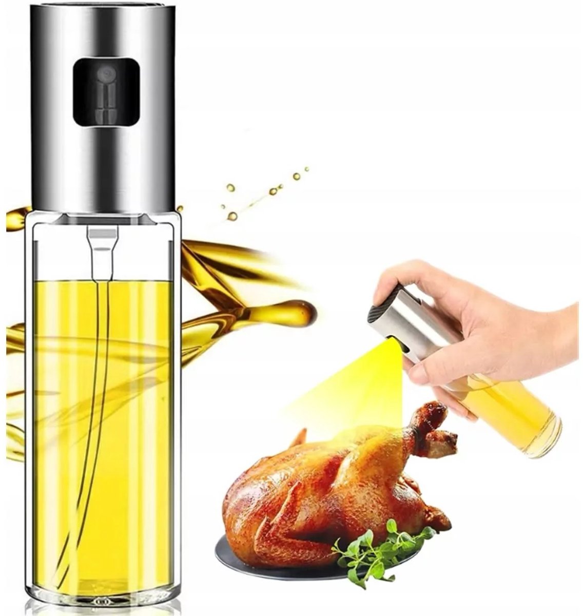 Merkloos - Olieverstuiver - Glas & RVS - 100ml - Oliespuit voor Azijn & Olijfolie