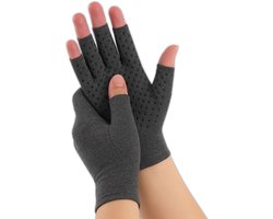 Trebin Compressie Handschoenen met Antislip - Reuma Handschoenen met Grip Noppen - Geschikt bij Artrose, Reuma en Carpaal Tunnel Syndroom (CTS) - Voor Dames en Heren - Maat L - Grijs