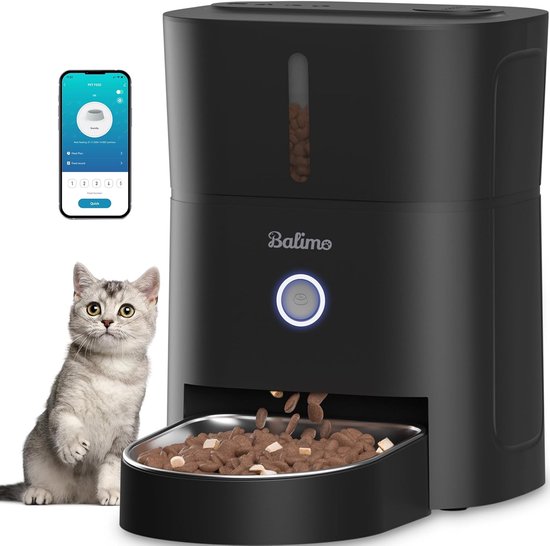 POOEKEN WiFi Automatische Voederautomaat Voor Katten En Kleine Honden - 6 Liter, App-gestuurd, Stemopname, 10 Maaltijden Per Dag, Ontgrendelbeveiliging