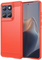 Mobigear Hoesje geschikt voor Motorola Edge 60 Fusion Telefoonhoesje Flexibel TPU | Mobigear Brushed Slim Backcover | Edge 60 Fusion Case | Back Cover - Rood