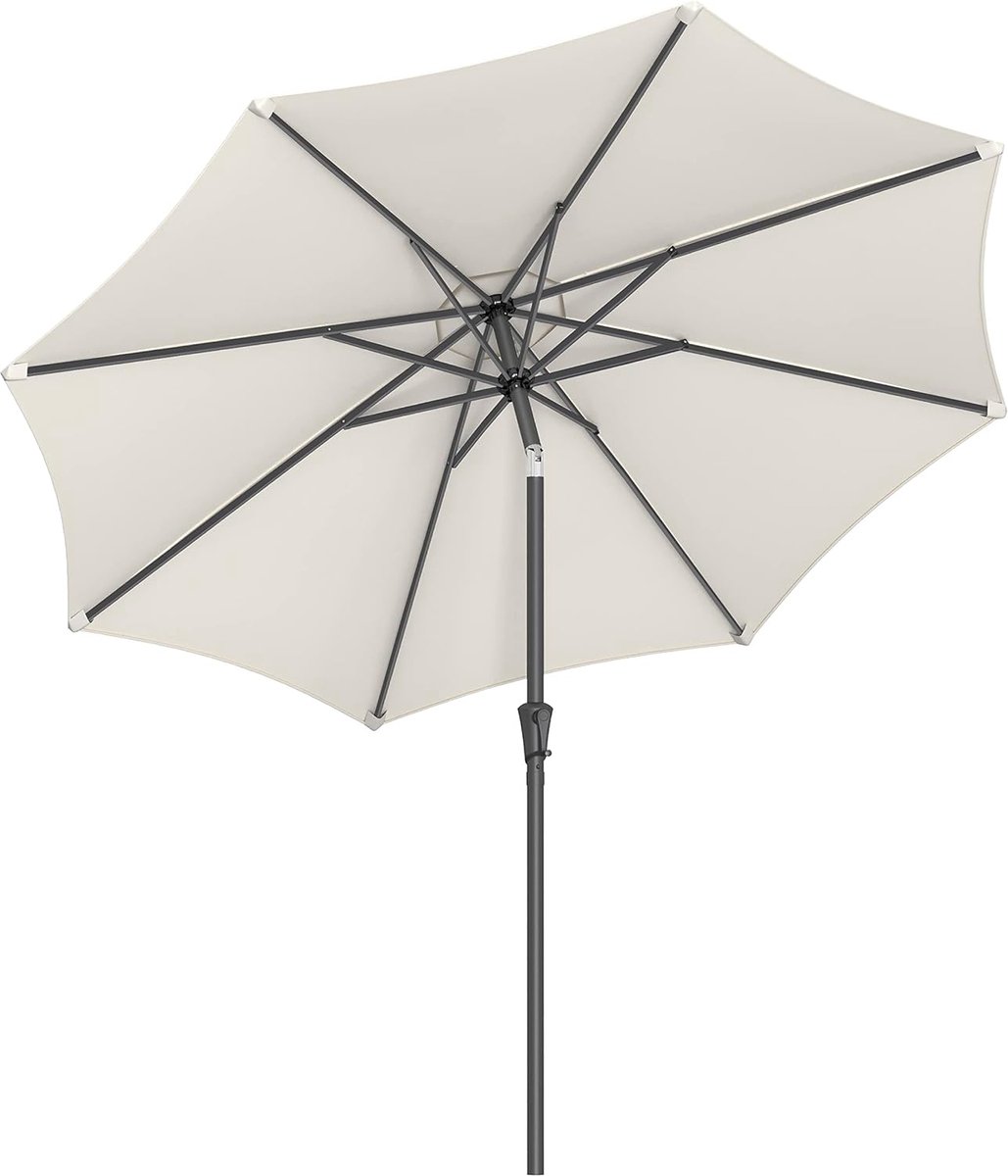Furnstar - Parasol 270 cm - UPF 50+ zonwering - Strandscherm - Knikbaar aan beide zijden - Met zwengel om te openen/sluiten - Zonder standaard - Voor terras, balkon en zwembad - Beige