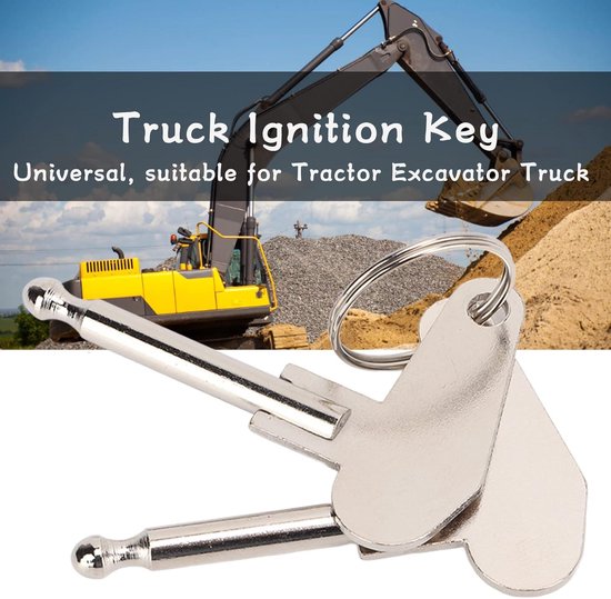 Retro tractorcontactsleutel, 2 stuks metalen sleutel met een diameter van 5 mm vintage universeel voor graafmachine, vrachtwagen, vergrendelingsschakelaar, starter, reservesleutels
