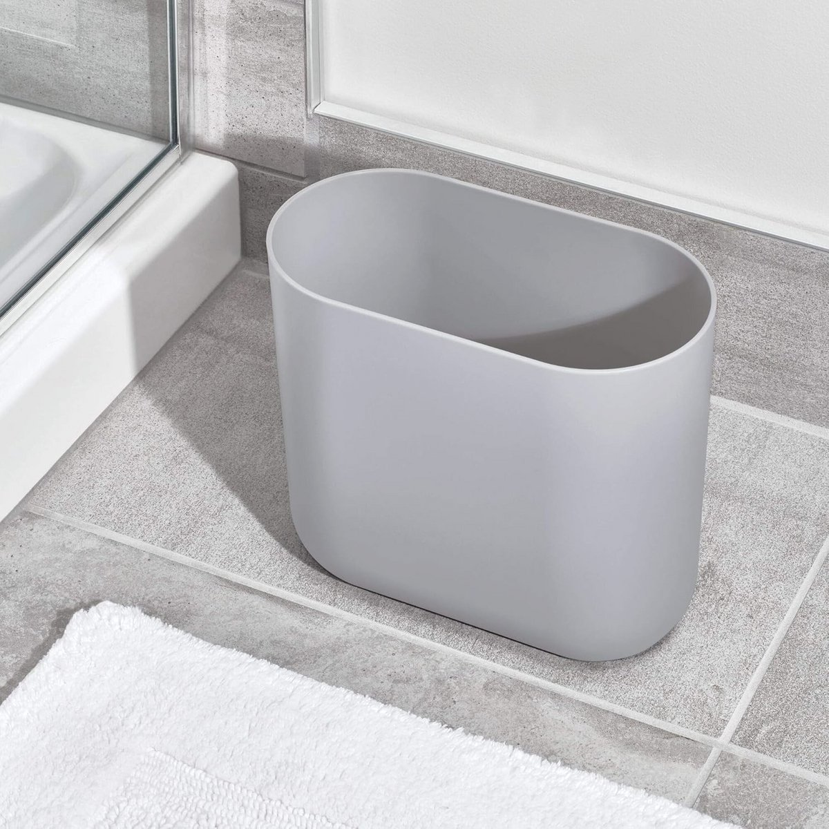 Ovale Slanke Prullenbak - Compacte Afvalmand voor Badkamer, Slaapkamer, en Thuiswerk
