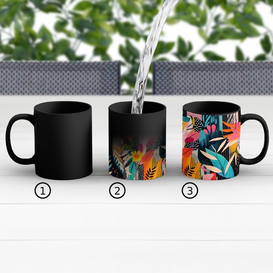 Tasse magique - Tasses photo sur tasses chauffantes - Tasse à café - Peinture - Abstrait - Fleurs - Rose - Tasse Magic - Tasse - 350 ml - Tasse à thé
