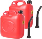 2x bidons / réservoirs d'essence 10 litres rouge - Pour diesel et essence - Bidon d'essence / réservoir d'essence