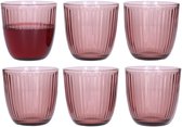 Bormioli Rocco Drinkglazen - 6x - roze - tumbler glas - 290 ml - waterglazen