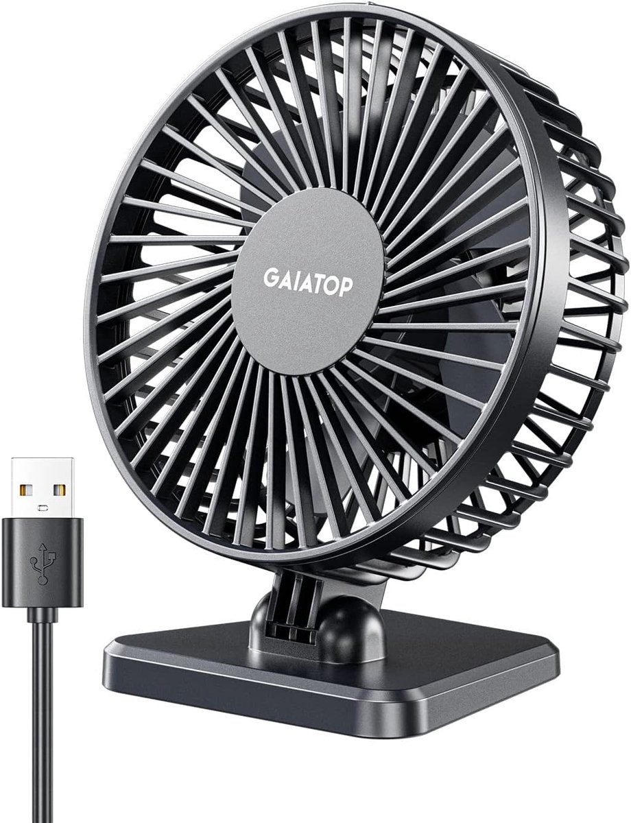 Kleine en krachtige USB bureauventilator - Draagbare en stille tafelventilator met 3 snelheden voor optimale koeling in je thuiskantoor