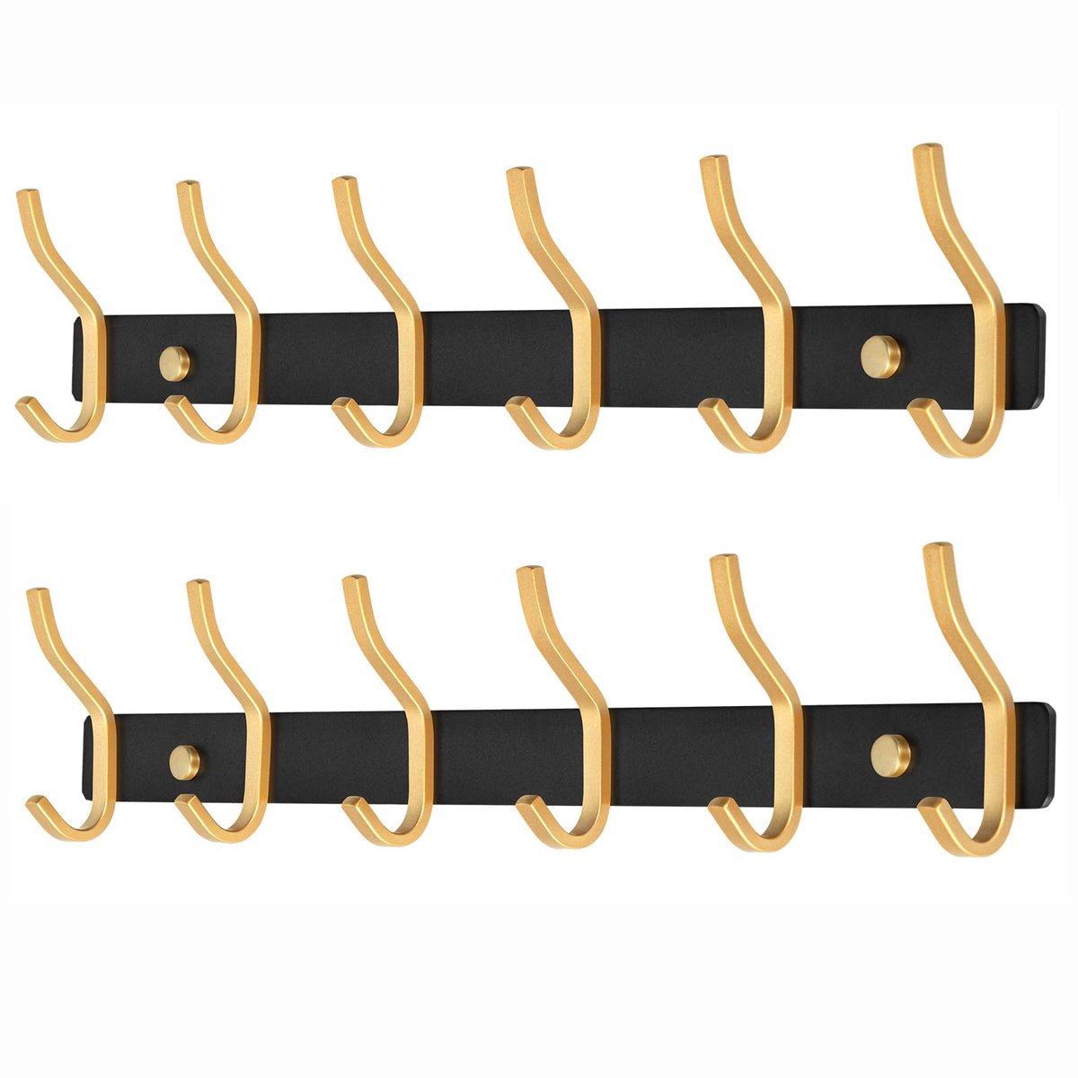Ibenzoa Garderobe Muurhaken Set van 6 voor Slaapkamer, Badkamer en Keuken in Elegante Zwart-Gouden Afwerking ZwartGoud