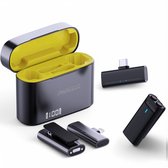 Bol.com Draadloze Microfoon Set met Wind Filter - Noise Reduction - Geschikt voor iPhone & Android - 2 Stuks - Microfoon met Opl... aanbieding