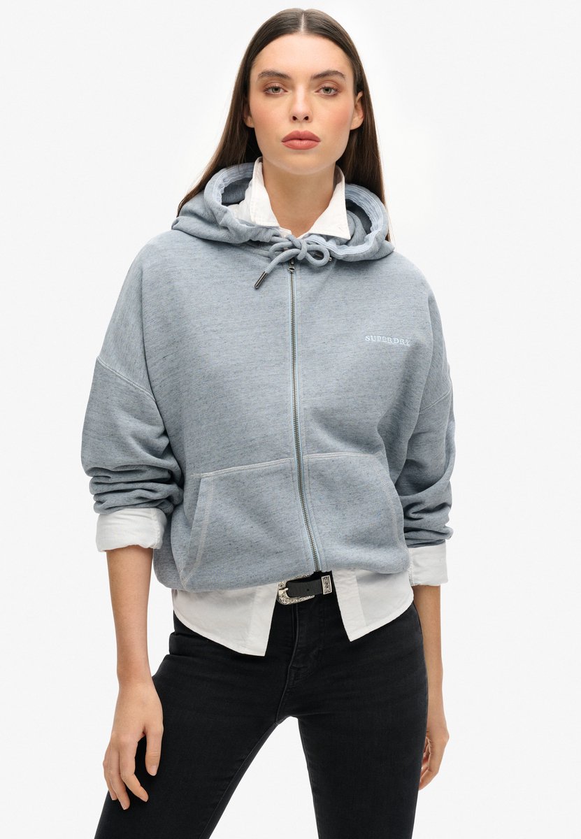 Superdry Essential Logo Overdyed hoodie met rits Dames Hoodies Blauw