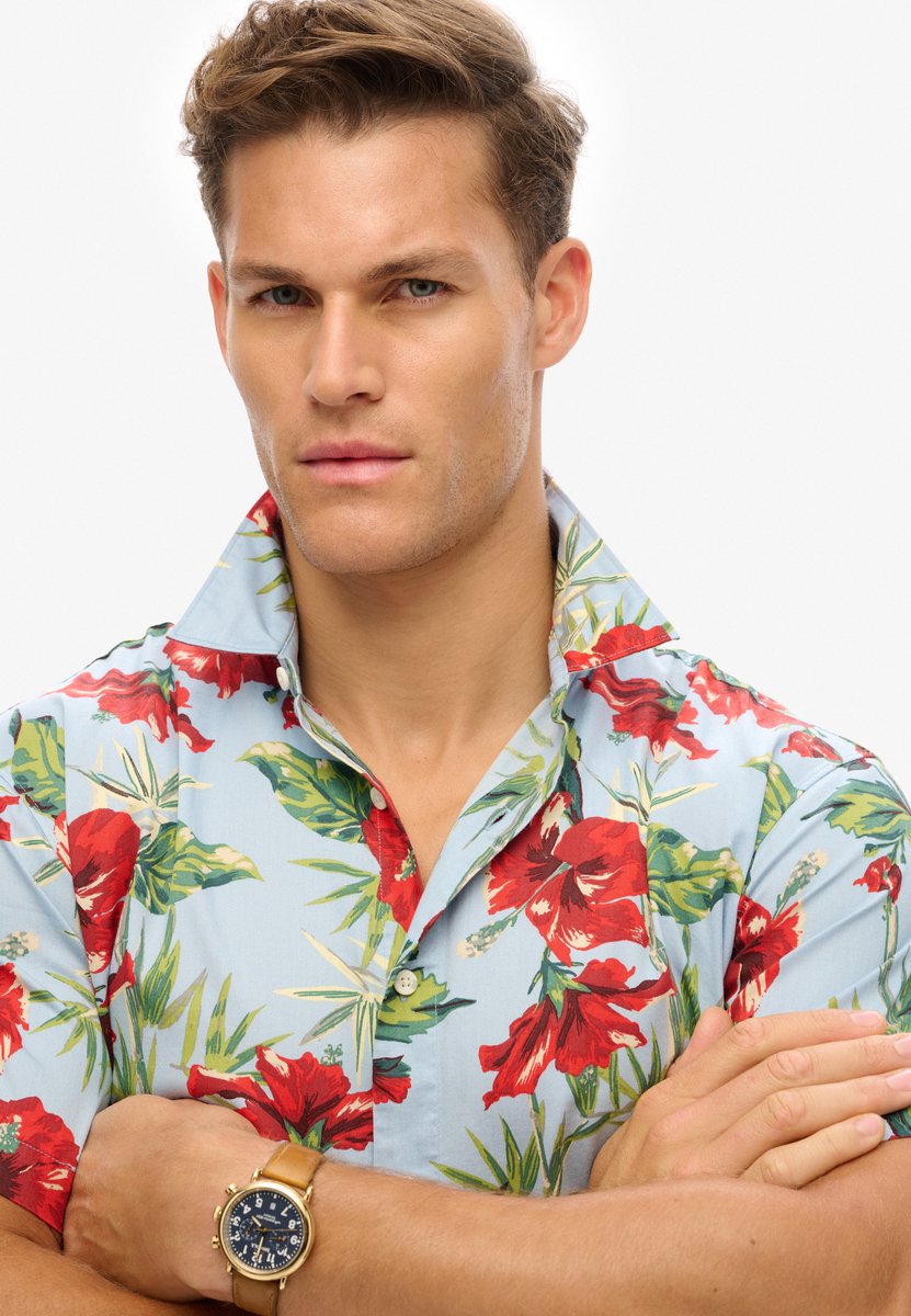 Superdry Hawaïaans overhemd met print Heren Shirts Blauw