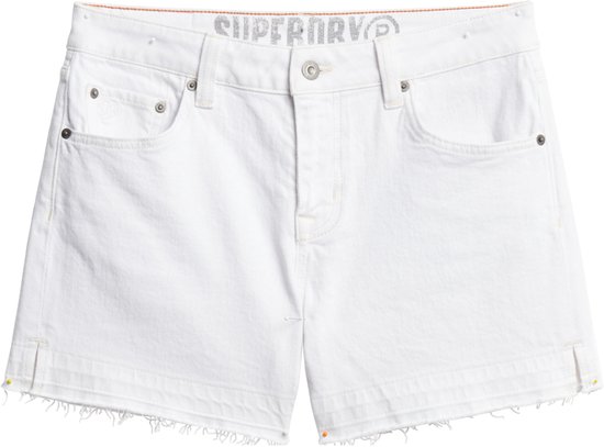 Wit Superdry denim short met rafelrand.